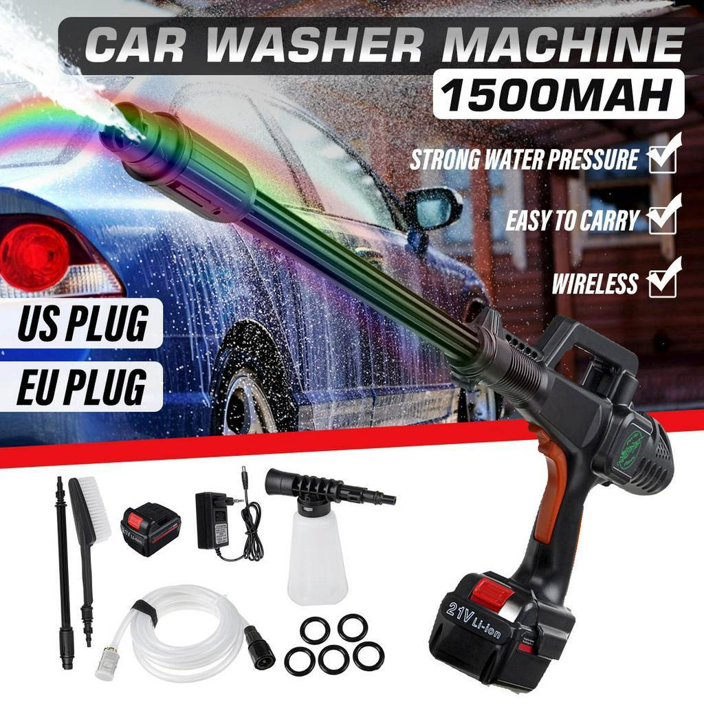 300W Cordless Car Washer Machine Kit Portable High Pressure Lithium Battery Wash Water Gun with Foam Generator Nozzle Water Pump 34.5*22.5*7.5cm