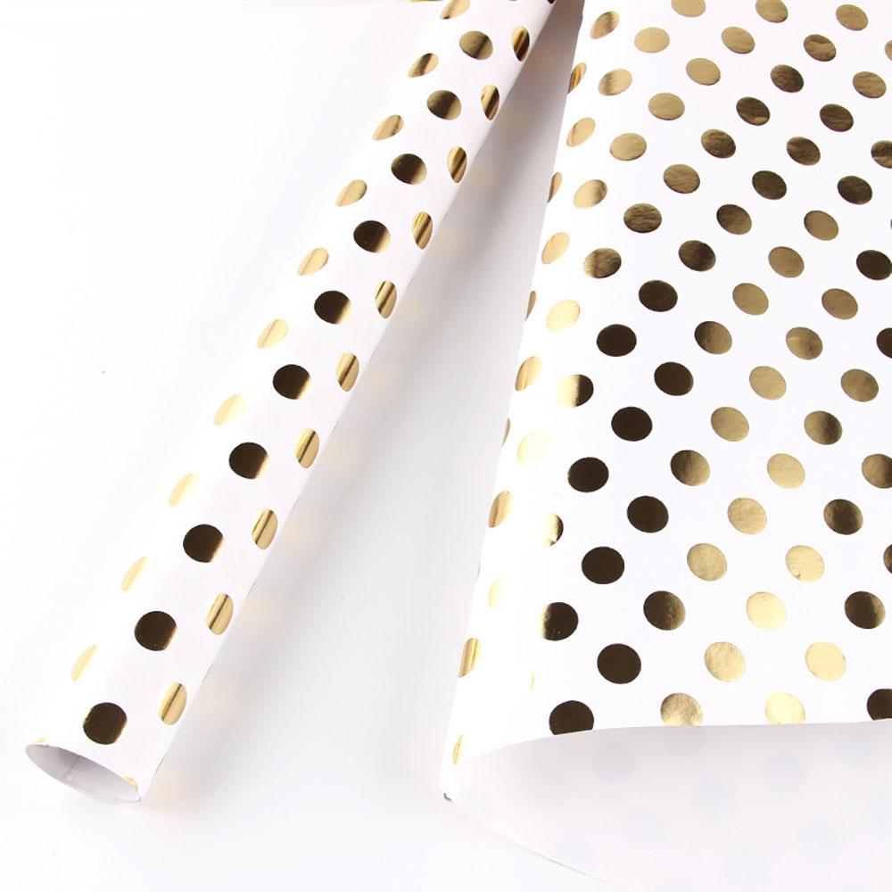50x70cm Bronzing Gift Wrapping Paper Gold Polka Dots Birthday Valentine's Day Bouquet Gift Packaging Paper DIY Decoration Paper