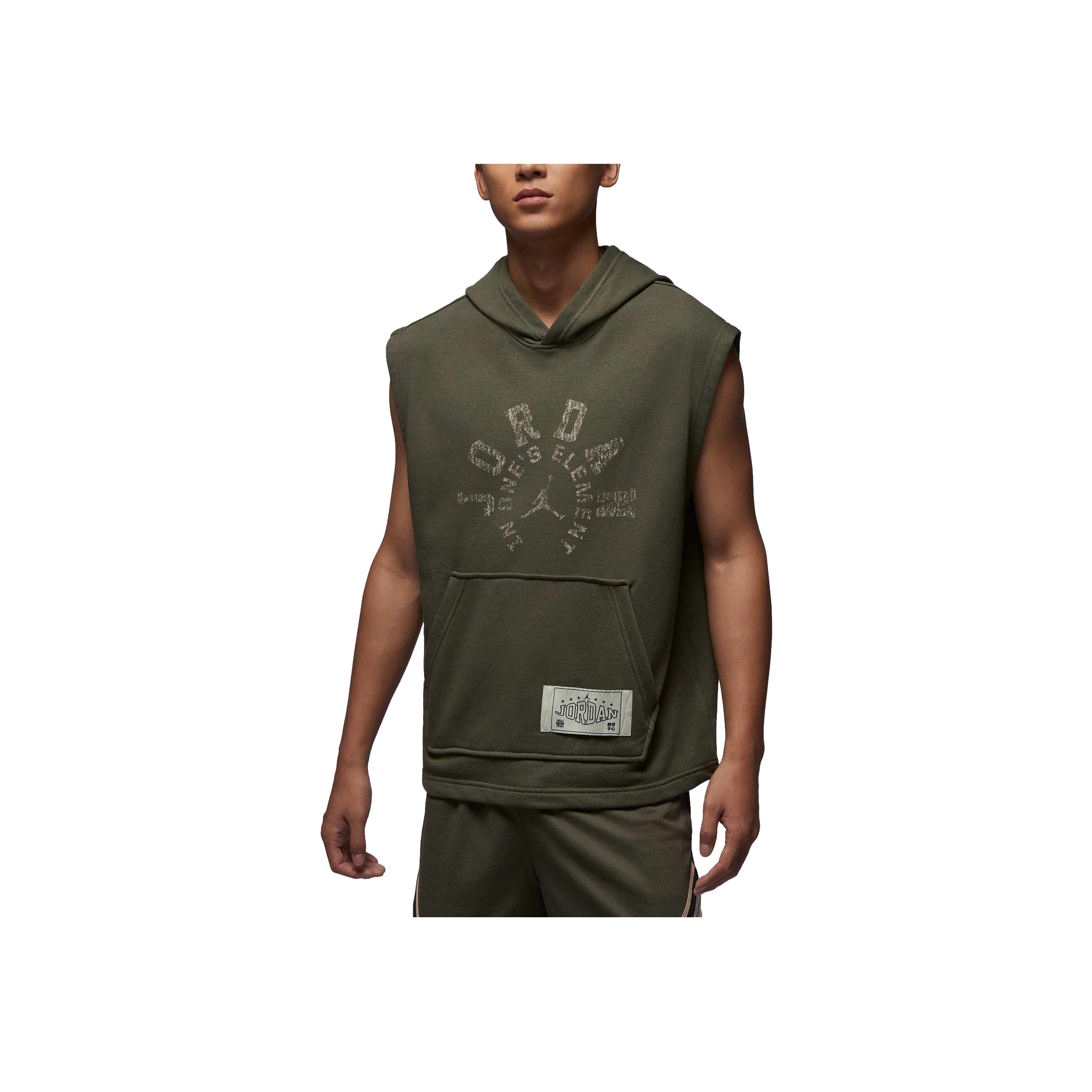 Jordan Sport Crossover Dongdan Dri-FIT Sleeveless Hooded Comfortable Quick-Dry Soft Hoodie Men hoodies Olive-Green Gray-Black HV1260222 L