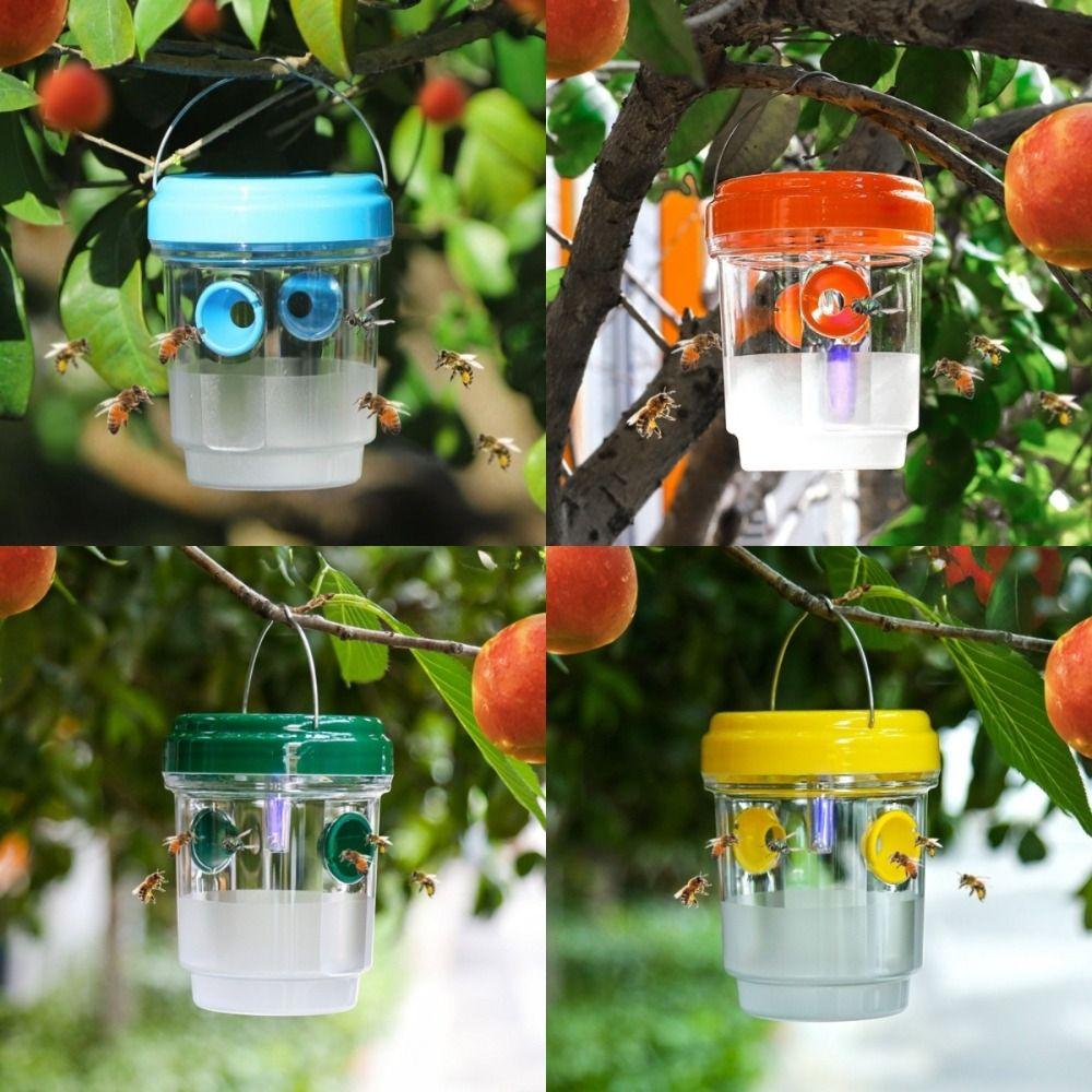 New Solar Powered Wasp Trap Box PP Hanging Bee Trap Bottle Reusable Transparent Wasp Killer Outdoor Use