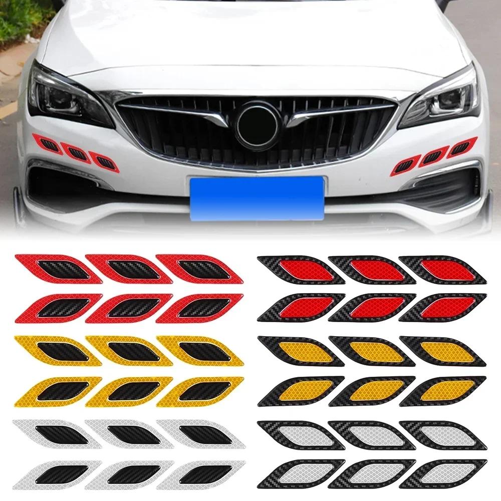 Stickers for Car 6Pcs/Set Car Reflective Strips Carbon Fiber Car Sticker Truck Auto Motor Anti-Scratch Safety Warning S