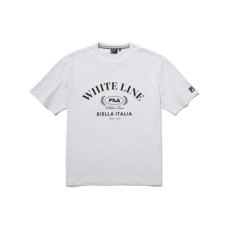 Fila T Shirts Unisex White Crew Neck Moderate Straight Fit FS2RSG2331X-WHI