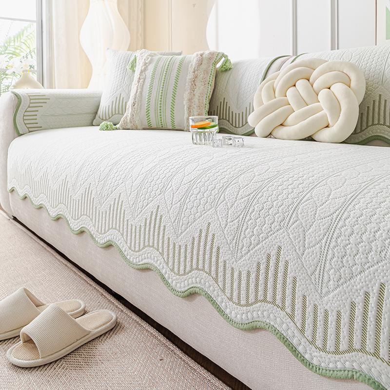 French Special-Shaped Ice Silk Sofa Cushion  New Summer Straight-Lined One-Piece Seat Cushion Summer Anti-Slip Cover Cloth Towel