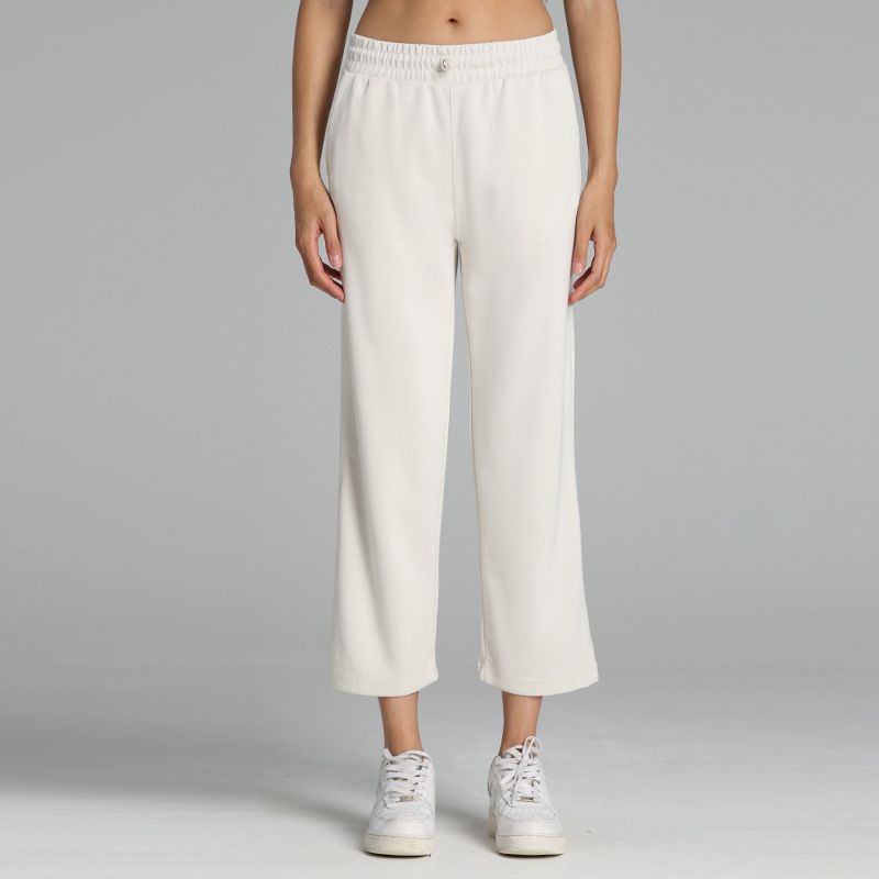 

Lu Same Style Spring/Summer Softstreme Small Yoga Pants Straight High Waist Mid-Length 7-Point Pants Athleisure Women Beige White 6/M