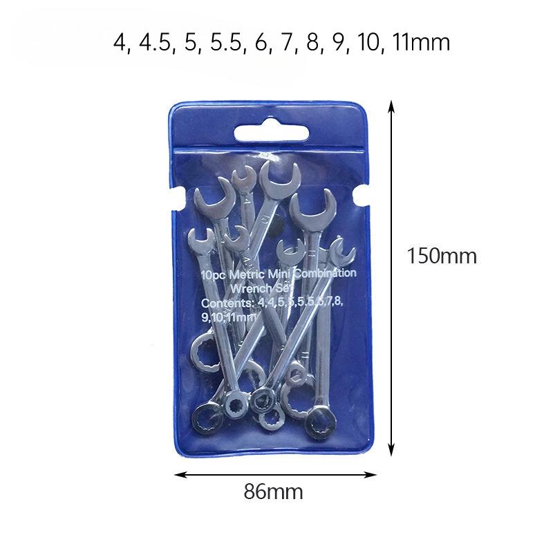 

10pcs Mini Combination Wrench Set Metric Inch Ignition Wrenches Open End & Box End Spanner Set Small Thin Wrench Kit