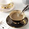 1 Set Light Luxury Bone China Coffee Cup and Saucer White/black Grid Tea Cup Gold Edge Inlay Tableware Gift