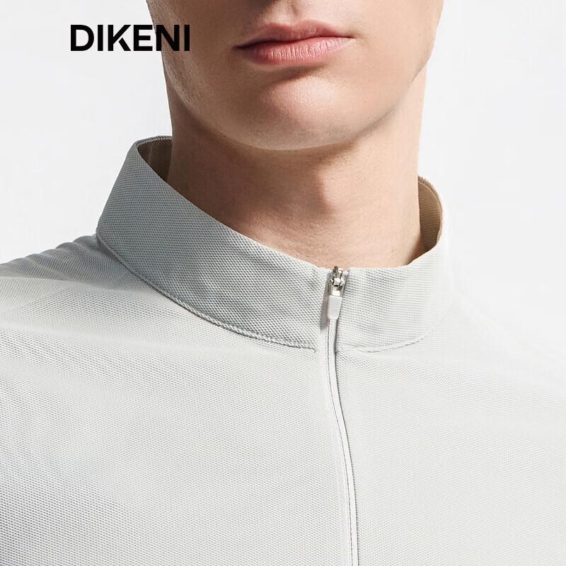 DIKENI Men's Cool-Touch Antibacterial Zipper Stand-Collar Short-Sleeve T-Shirt