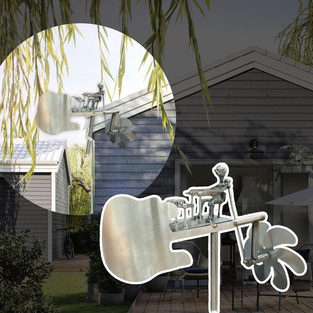 Drummer Wind Sculpture Art Garden Decor Metal Steampunk Percussionist Figurine Statue for