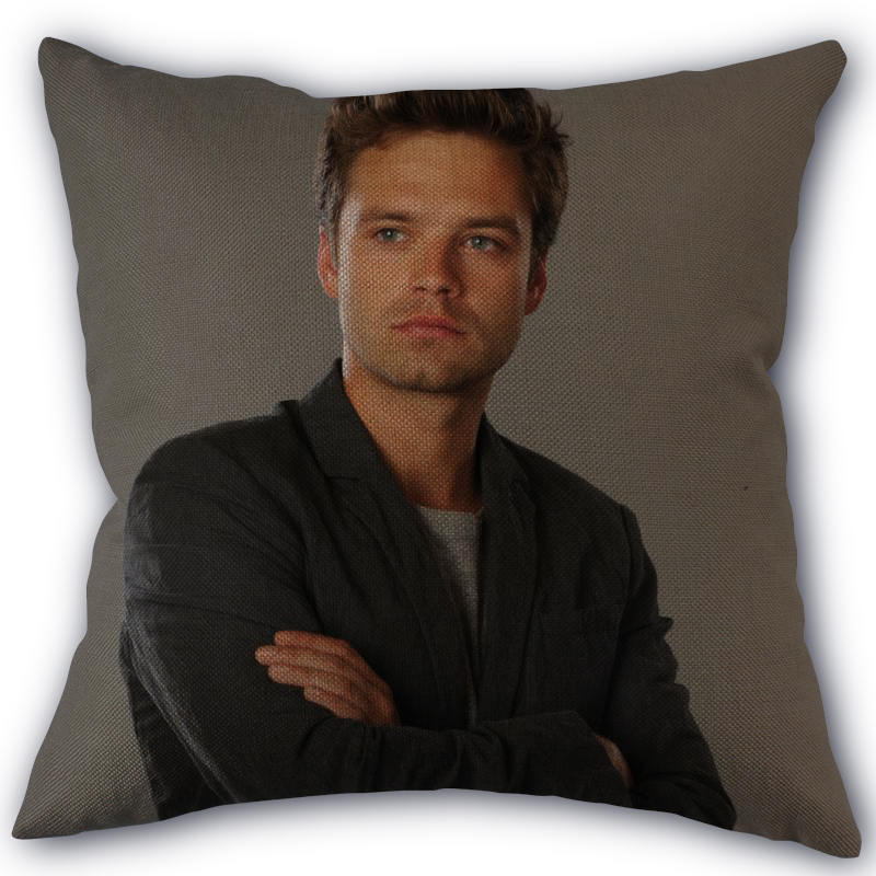 45X45cm Pillow Cover Sebastian Stan Home Decorative Pillowcase Square Zipper Cotton Linen Pillow Cases Bedroom 0331