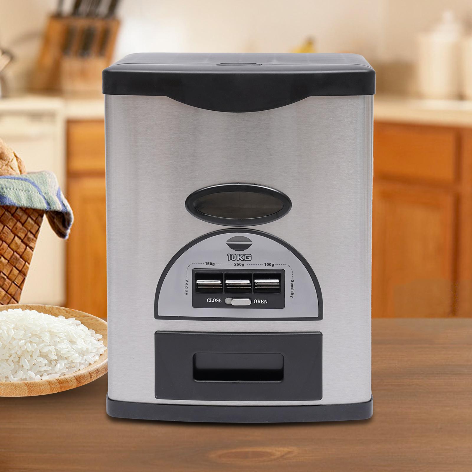 

Большой контейнер для хранения риса 10 кг, Автоматический кухонный диспенсер для зерна с мерным стаканом, Герметичное ведро для продуктов для муки, круп 1-tier