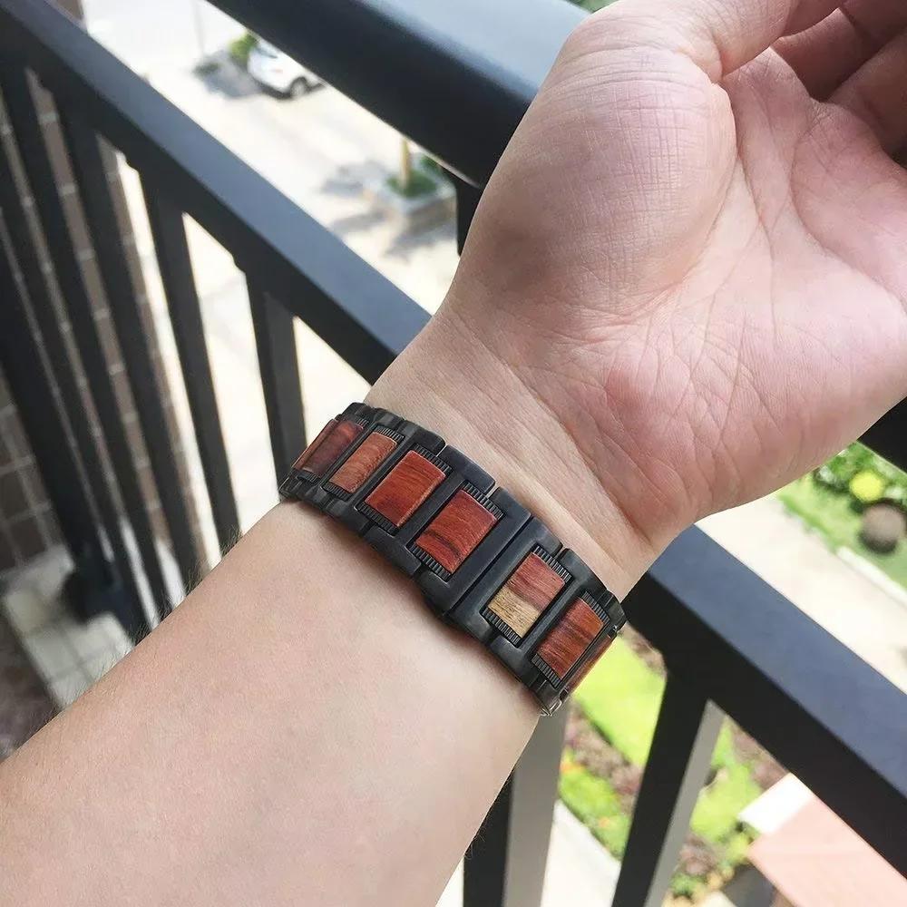 22mm Rosewood+Metal Strap For Garmin Forerunner 965 265 255 265 970 570 Stainless Steel Bracelet For Garmin Venu 4 3 2 Wristband