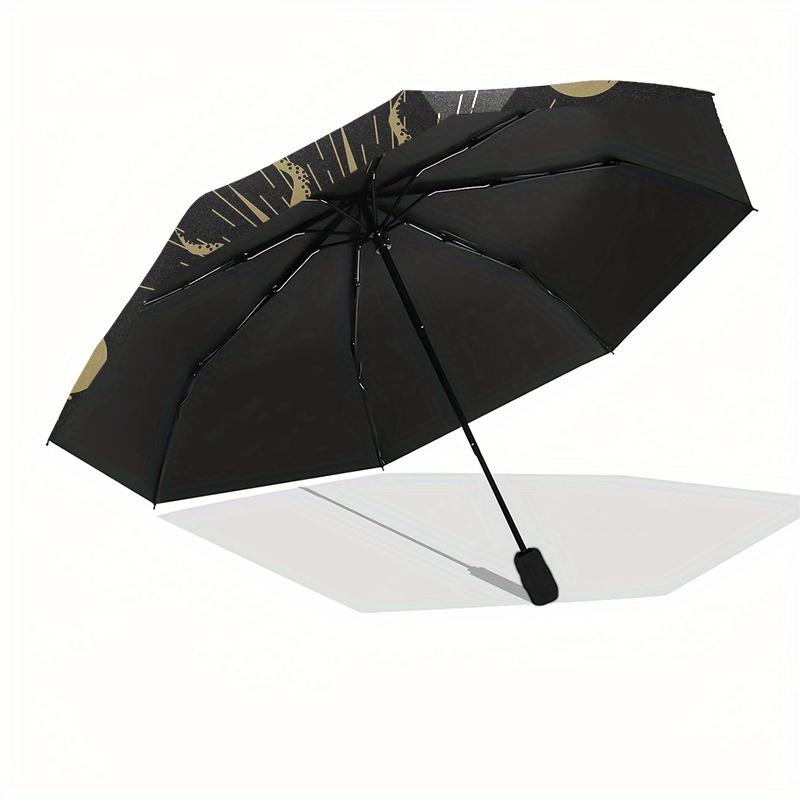 Golden Celestial Sun Moon Phase Wall Art DecorUmbrella, Portable 3-Fold Umbrella for Men & Women,Christmas Gift ES175