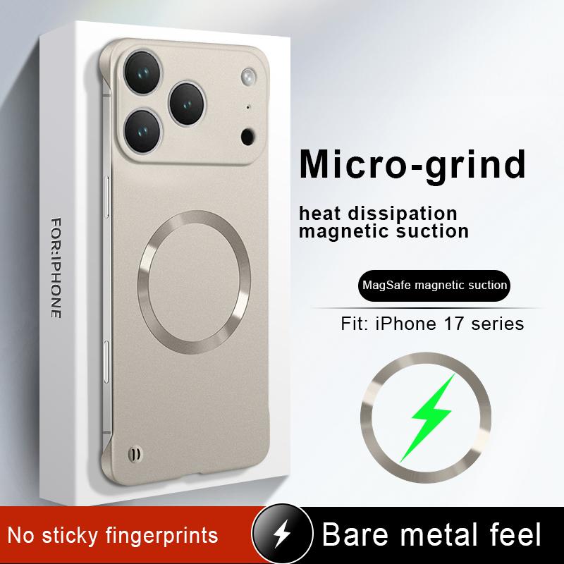 Frameless Ultra Thin Magnetic Case For iPhone 17 Air 16 15 14 Plus 13 12 Pro Max For Magsafe Solid Color Soft PC Back Cover