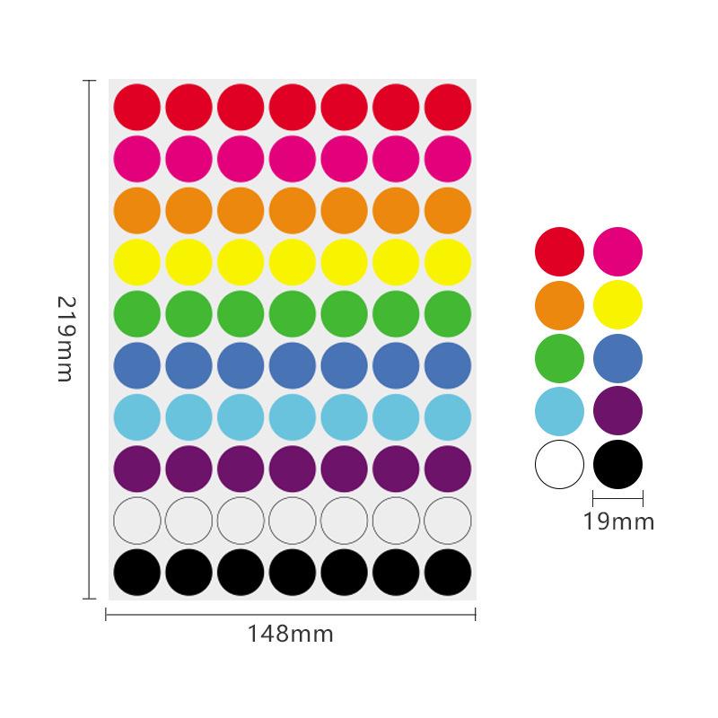 19mm Round Waterproof Self-Adhesive Color Dot Labels for Identification and Classification