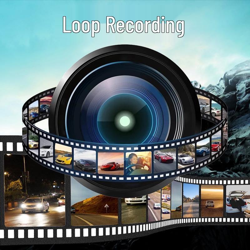 4K Dash Cam with Night Vision, Wireless Phone Connection, Front/Rear Dual Camera, and Reversing Image Monitoring.