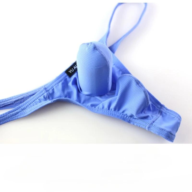 Penis Pouch G-String Men Sexy Ice Silk Underwear Low Rise T-Back Thongs Male Gay Soft Underpants Elephant Nose Panties Erotic