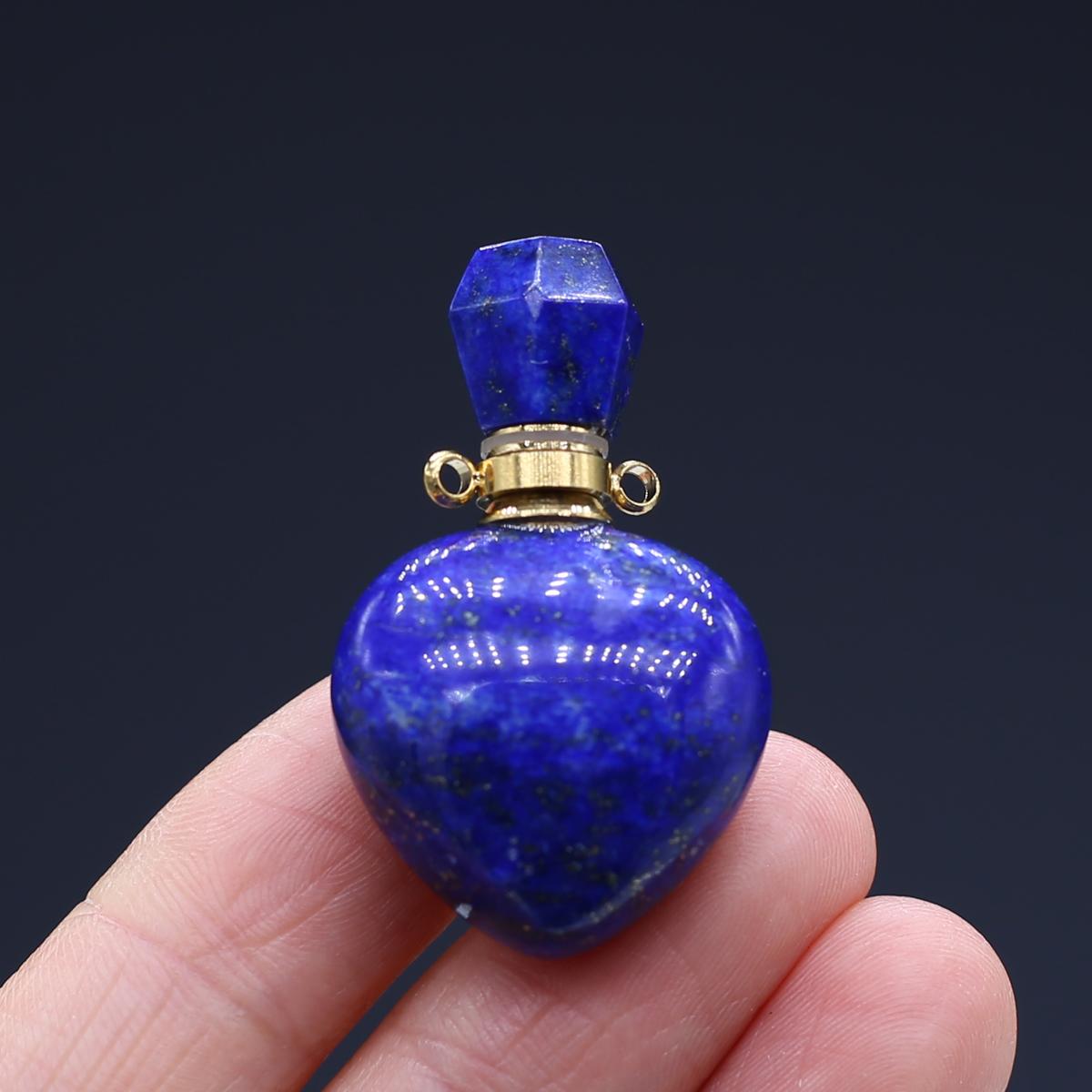 

1 шт., кулон для флакона духов с целебным камнем, кулон из натурального камня в форме сердца из лазурита, женские подвески для изготовления ювелирных изделий, аксессуары для ожерелья своими руками 25x40 мм 25x40mm синий
