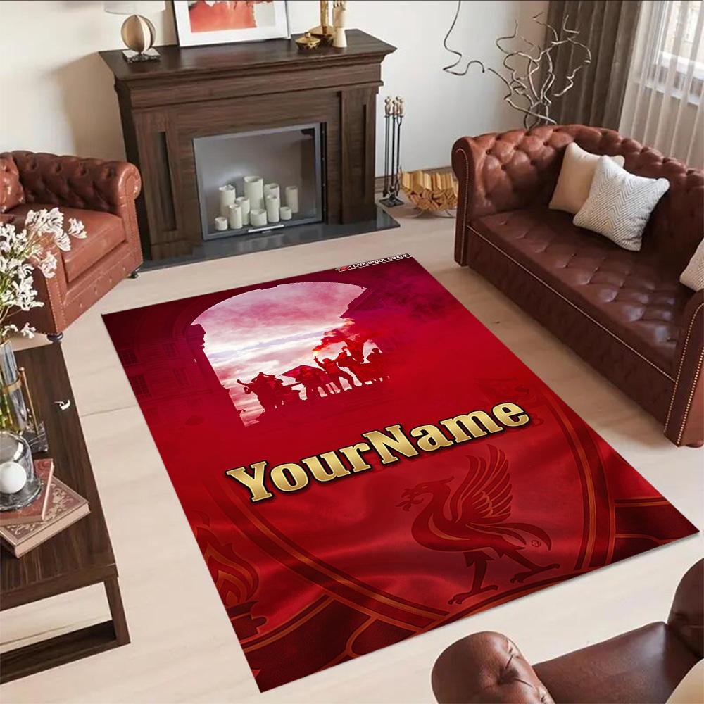 Liverpool Personalized Name Floor Rug Office Rug Perfect for Bedrooms Balcony Outdoor Game Room Antislip Carpet Anime Office Decor Wedding Party Gift