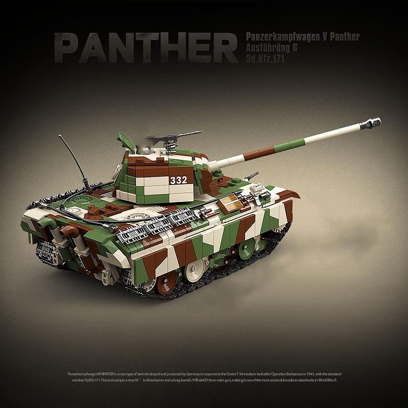 Militär WW2 Deutscher Panther Mittlerer Panzer Bausteine Weltkrieg Armee Soldat Waffen Tiger I Schwere Panzer Steine Kinderspielzeug Geschenk