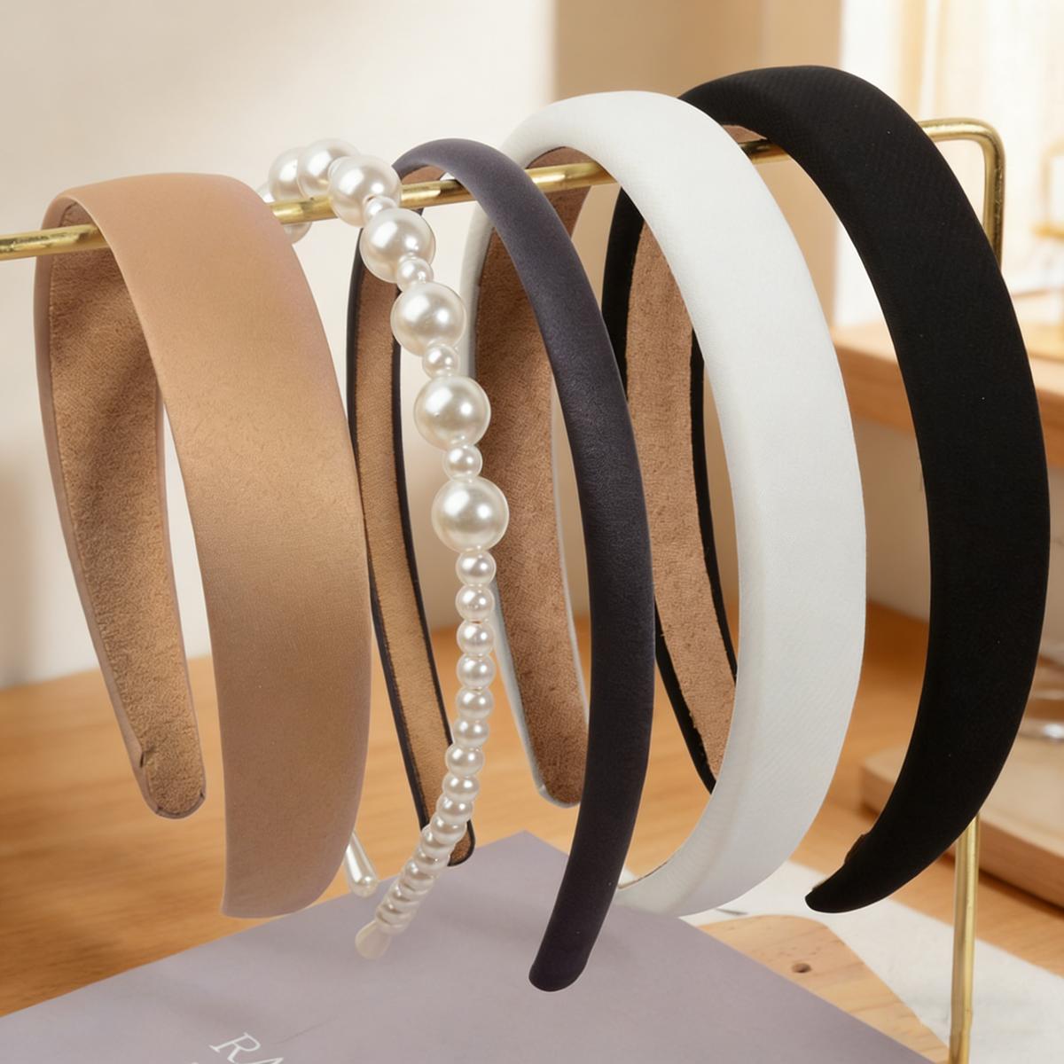 

5-Piece Set of Fashionable and Simple French-Style Retro Women s Hairbands with Wide Edges, Suitable for Casual Wear When Going Out