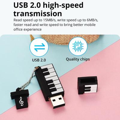 1PC Cartoon Piano Key Flash Drive 64GB Memory Stick USB Flash Drive 64GB2.0