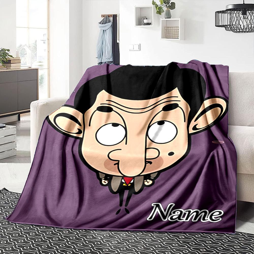 Custom Name Mr. Bean's Adventure Blanket for Couch & Bed, Plush Cozy Fuzzy Blanket Super Soft & Warm Blankets for Fall and Winter. 0908321