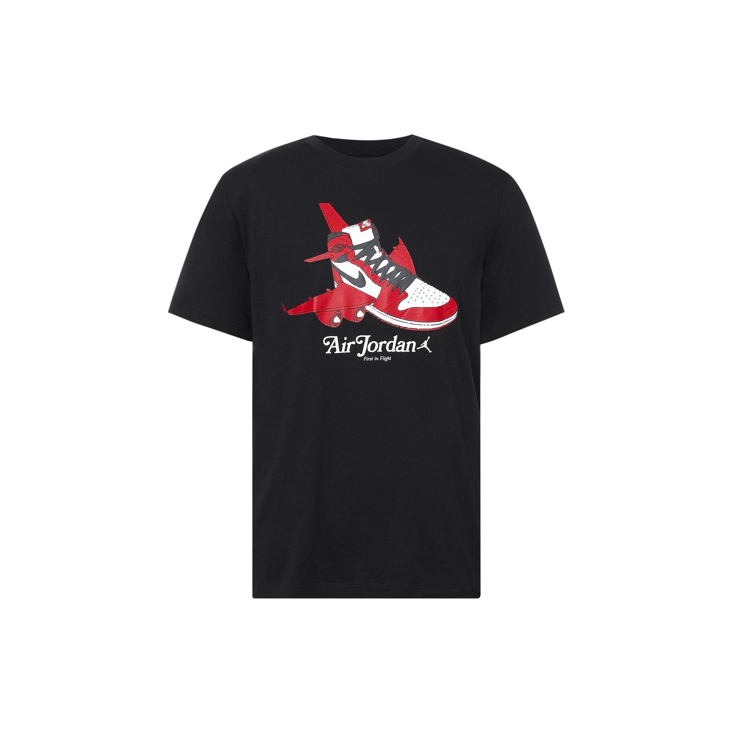 Air Jordan Shoe Alphabet Printing Short Sleeve Black Men s CN3597-010 S