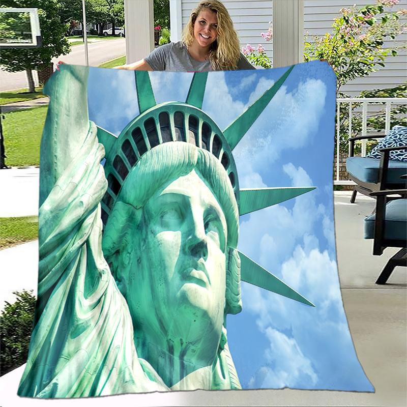 1pc Statue of Liberty, USA blanket, al season lightweigh Poster blanket home office outdoor nap multifunc Poster blanketional blanket