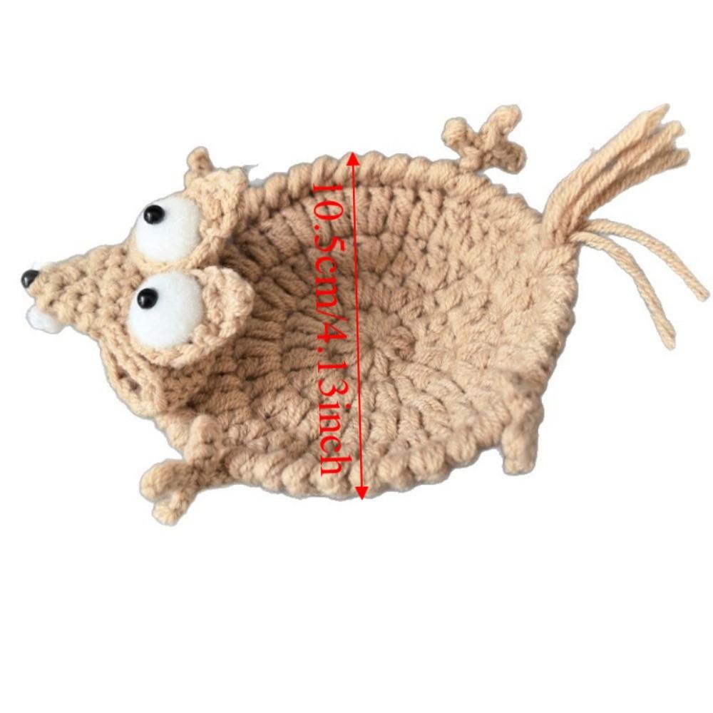 Creative Woven Frog Coaster Non-Slip Drink Insulation Pad Crochet Squirrel Coasters Tableware Small Squirrel