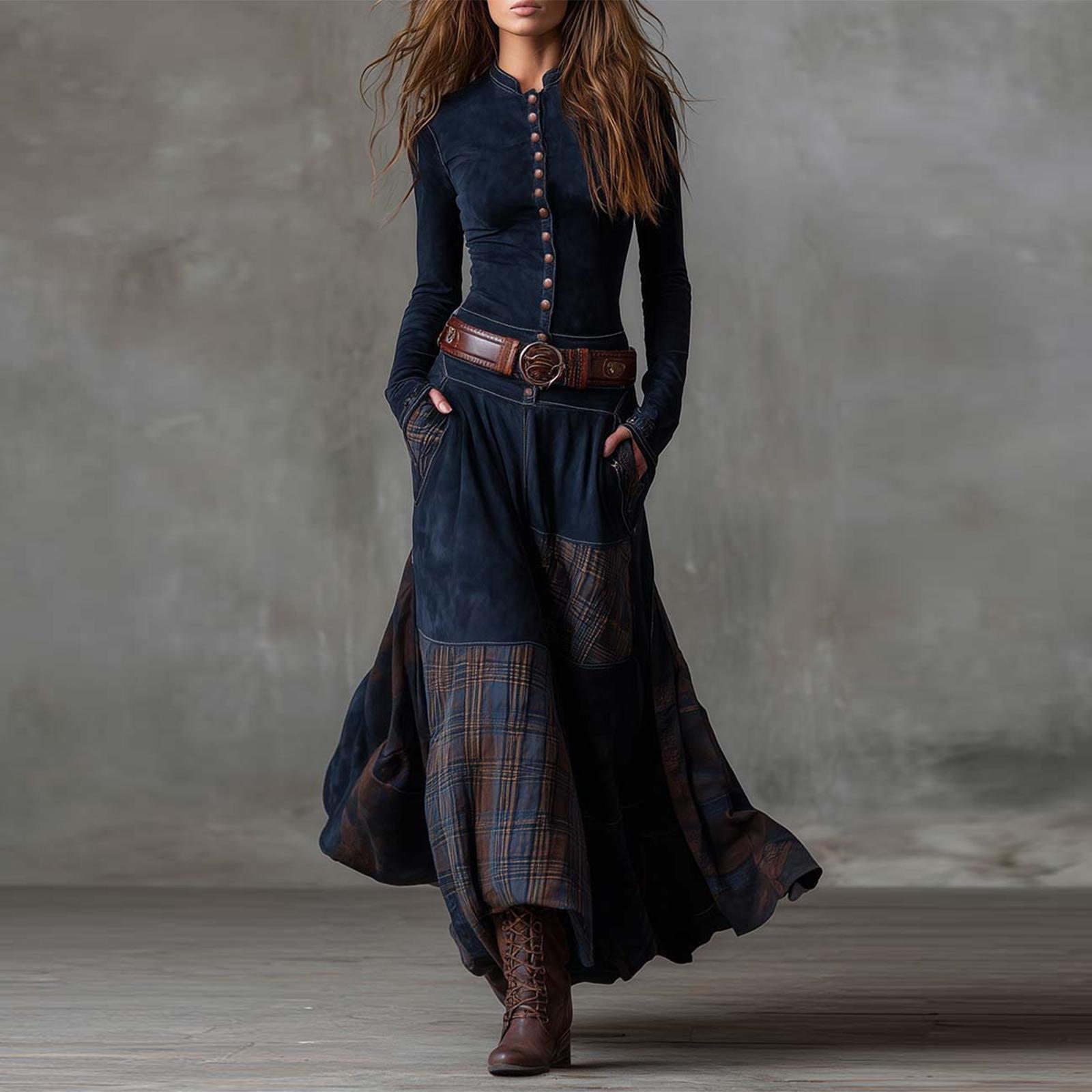 

Жіноча модна елегантна сукня з довгим рукавом XL синій