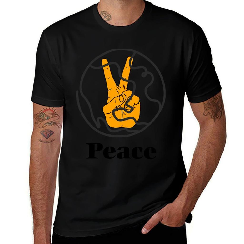 Peace For The World Fingers Tshirt Holiday Casual Short Sleeve Top