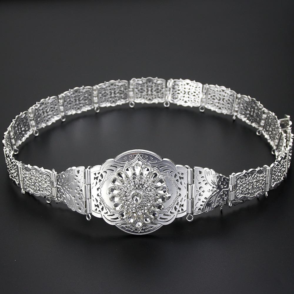 Gold Color Women Dress Belt Body Chain Crystal Bride Wedding Jewelry Adjustable Length Sunspicems