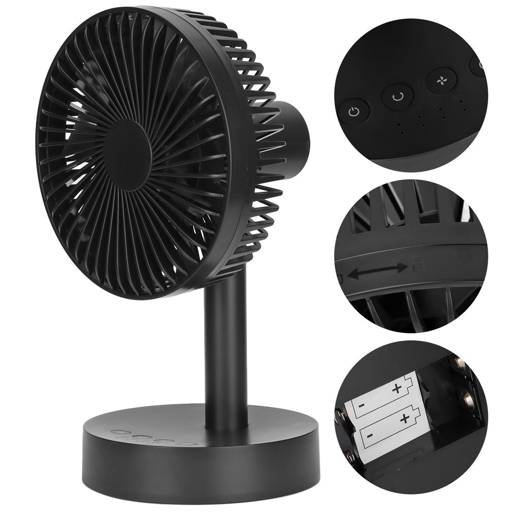 Desk Fan USB Charging 3 Speeds Strong Airflow 90 Degree Head Shaking 4 Timeing Modes Desktop Small F