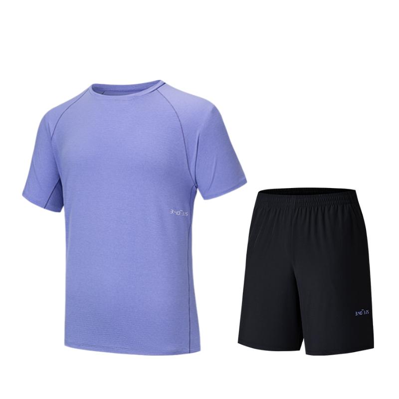 

Anta Comfortable Simple Solid Color Short Sleeve Pullover Crew Neck Tie Casual Sports Suit Men suit 952527205-3 S