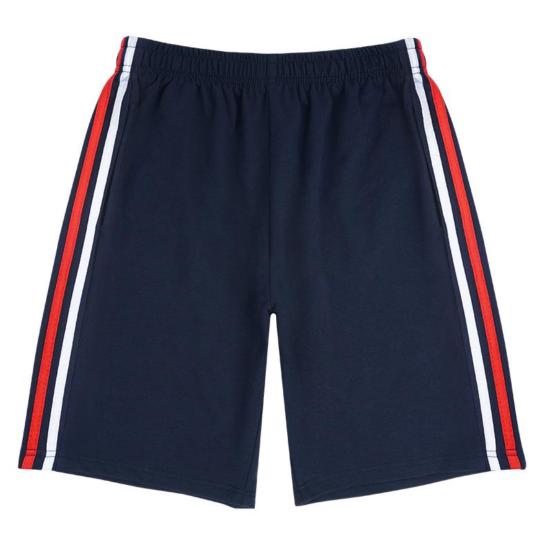 Summer School Uniform Shorts: Navy Blue Cotton Pants with One Stripe for Middle School and Two Stripes for Primary Students