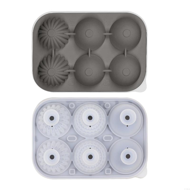 Easy Releases Silicone Ice Cubes Mould 6 Cavity Round for Cold Beverages