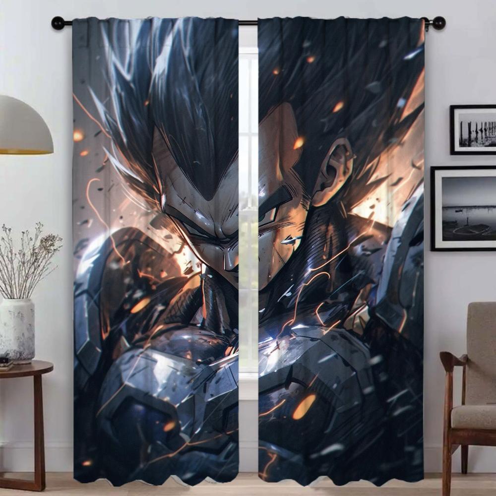 Super Handsome Vegeta Kitchen Curtains for Camera Elegant Room Curtains 2 Pieces Window Curtain Partition Halloween Decoration