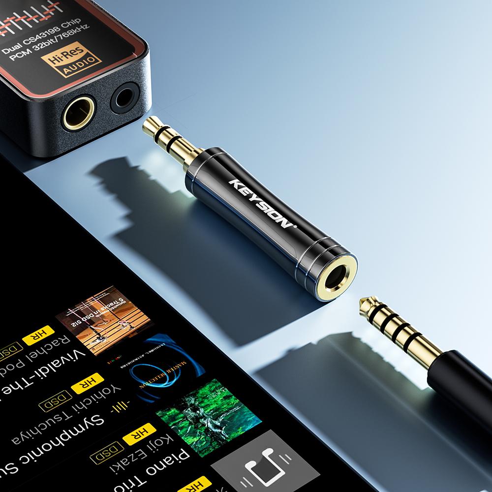 KEYSION HIFI Audio Konvertorové Adaptéry 4.4/3.5mm Samček na 3.5/4.4mm Vyvážené Samičky Slúchadlové Konektory Medené Pozlátené AUX Adaptéry