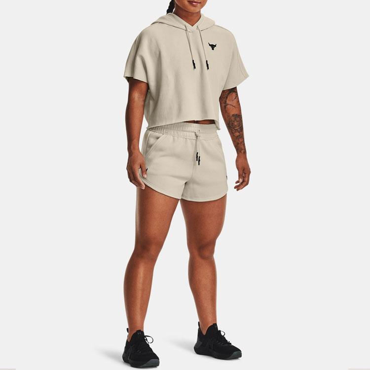 Under Armour Solid Color Pullover Hoodie Women Tops Lime-White 1371370-279