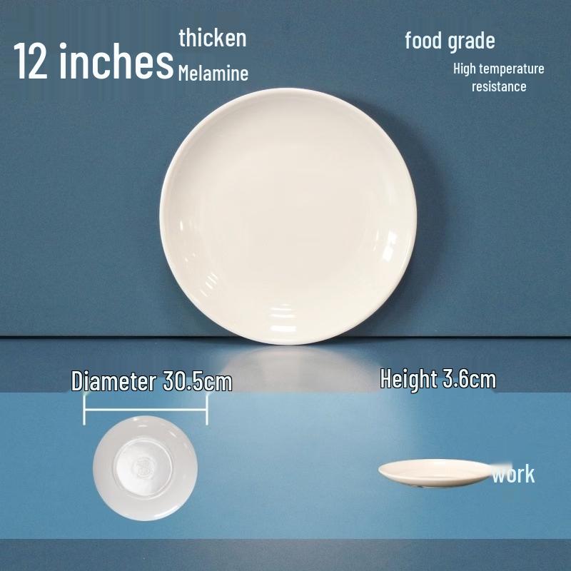 12-inch White Round Melamine Dinner Plate