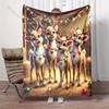 Festive Reindeer and Colorful Lights Pattern Blanket Flannel Material Soft Warm for All Seasons, Home Outdoor Camping Picnics RV