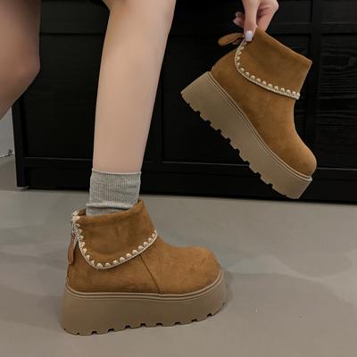 Premium Sense Retro and Thin Thick-soled Short Boots Women's 2025 New Autumn Versatile Small Height-increasing Suede Martin Boots