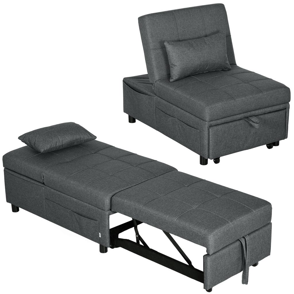 4-in-1 Multifunctional Sleeper Sofa, Foldable Sleeper Chair with Adjustable Backrest and Cushion