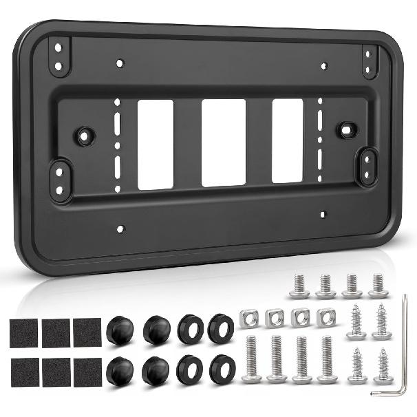 RED WOLF Front License Plate Bracket Frame Fit For US License Plate For SUV Pickup Truck Trailer Reinforce Tag Holder Without Obstruction Rustproof