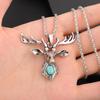 Vintage Turquoise Deer Head Pendant Necklace Hip Hop Punk Men's Necklace
