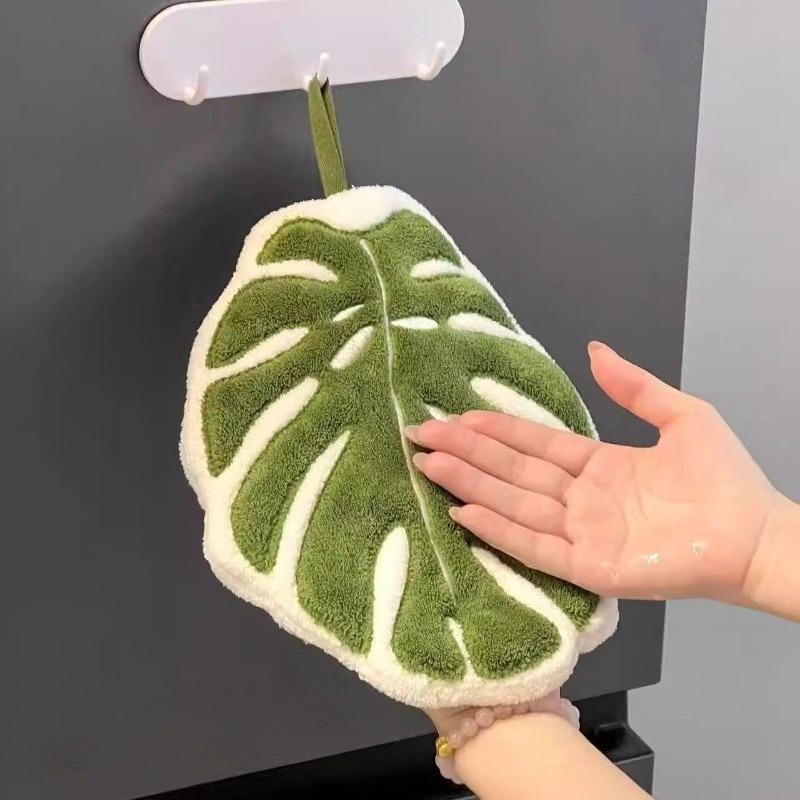 

Creative Leaf Hand Towel Absorbent Wall Hanging Kitchen Soft Towel Bathroom Accessories Handkerchief Towel Home Wash Hand Towels белый
