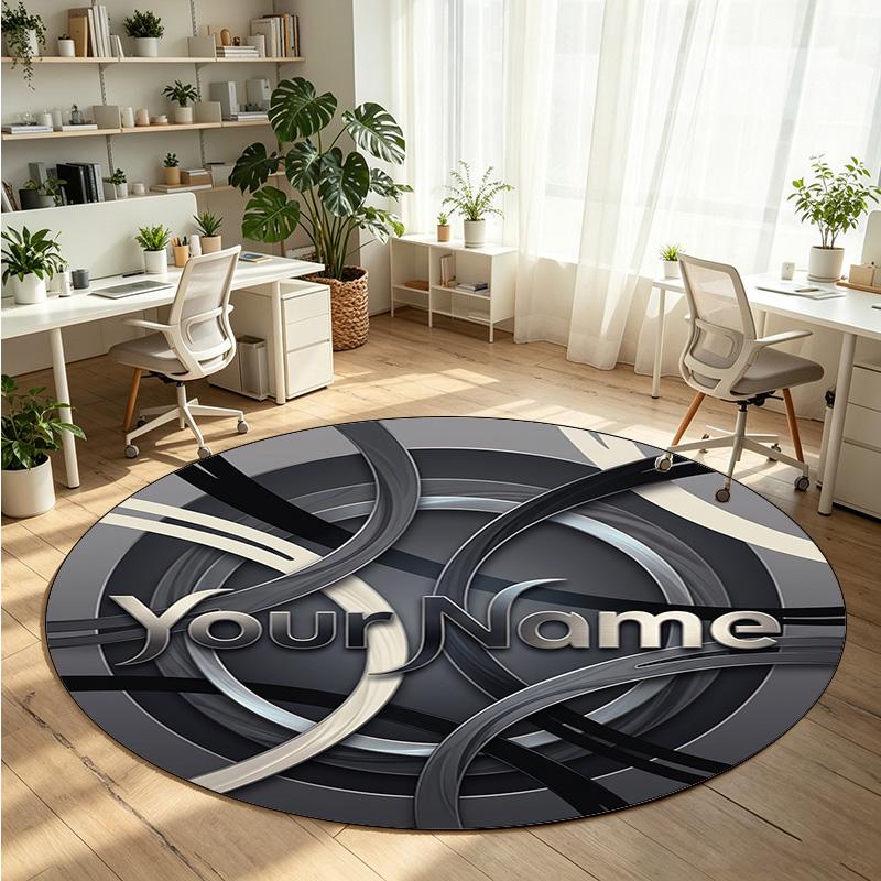 Other Art (176) Theme Round Crystal Velvet Rug Custom Name Text Personalized Floor Mat Home Decor Non Slip Crystal Carpet