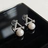 Chic Rhinestone Cross Triangle Pearl Stud Earrings - Elegant Geometric Jewelry for Women