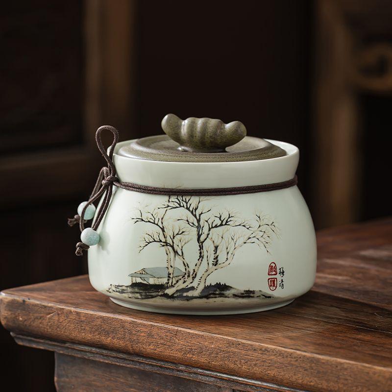 

Мини-чайница из сине-белого фарфора, бытовая, с росписью цветов, портативная, для хранения, влагонепроницаемая, герметичная бутылка для хранения