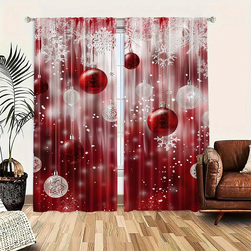 2 st Set Jul Snögubbe Gardiner Stångficka Design Digitaltryck Polyester Draperier för Vardagsrum Kök Sovrum Fönster